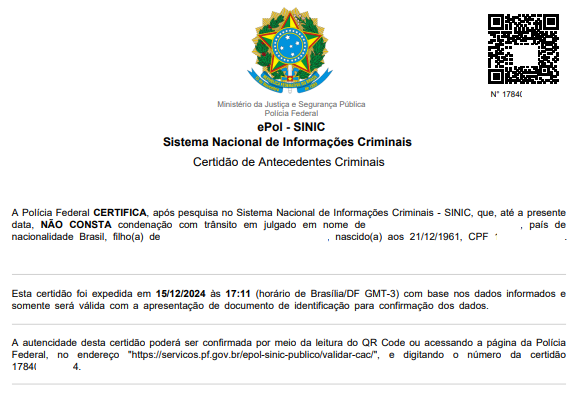 Exemplo de Certificado